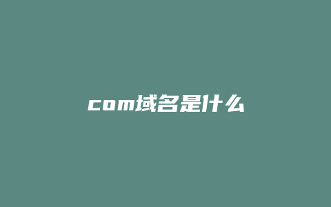 com域名是什么