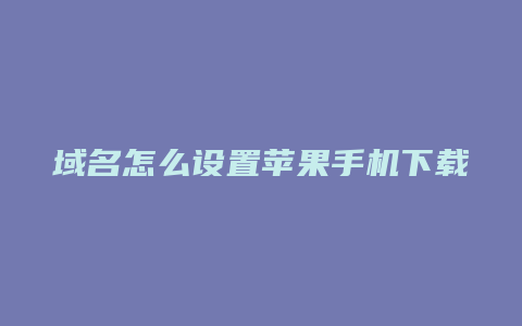 域名怎么设置苹果手机下载