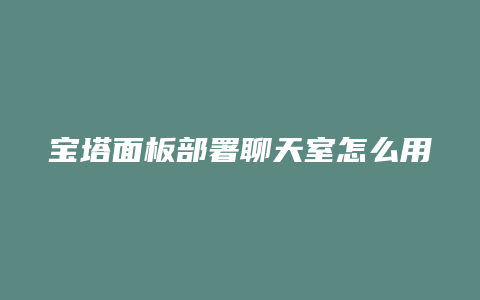 宝塔面板部署聊天室怎么用