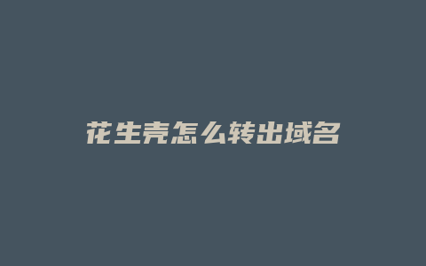 花生壳怎么转出域名