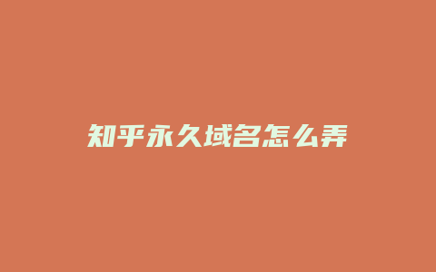 知乎永久域名怎么弄
