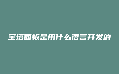 宝塔面板是用什么语言开发的