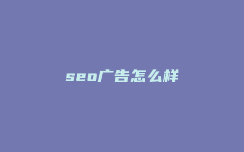 seo广告怎么样