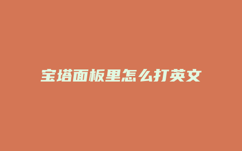 宝塔面板里怎么打英文