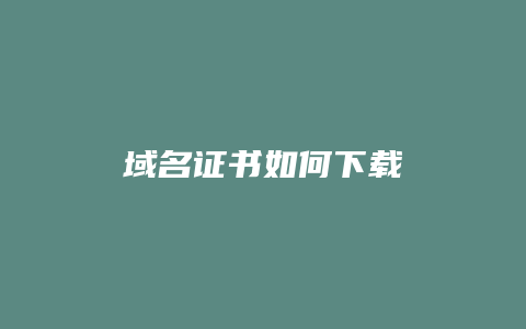 域名证书如何下载
