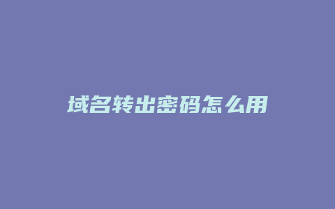 域名转出密码怎么用