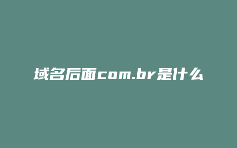 域名后面com.br是什么